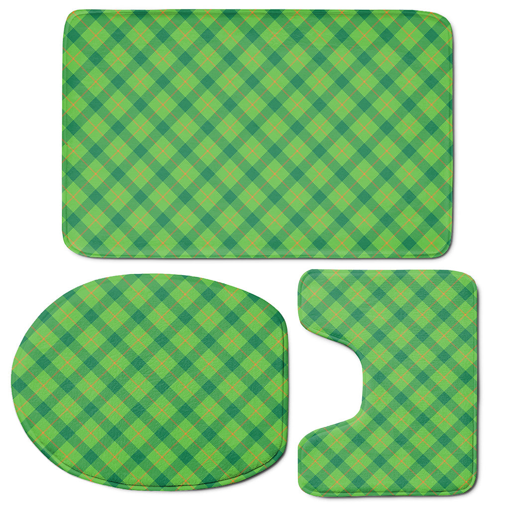 Saint Patrick's Day Scottish Plaid Print 3 Piece Bath Mat Set