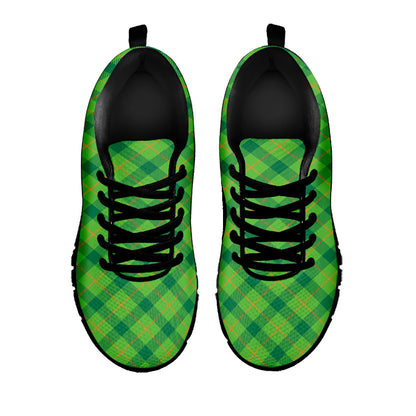 Saint Patrick's Day Scottish Plaid Print Black Sneakers