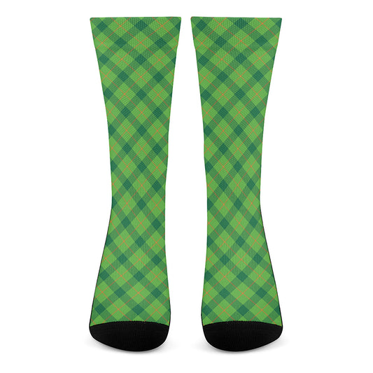 Saint Patrick's Day Scottish Plaid Print Crew Socks