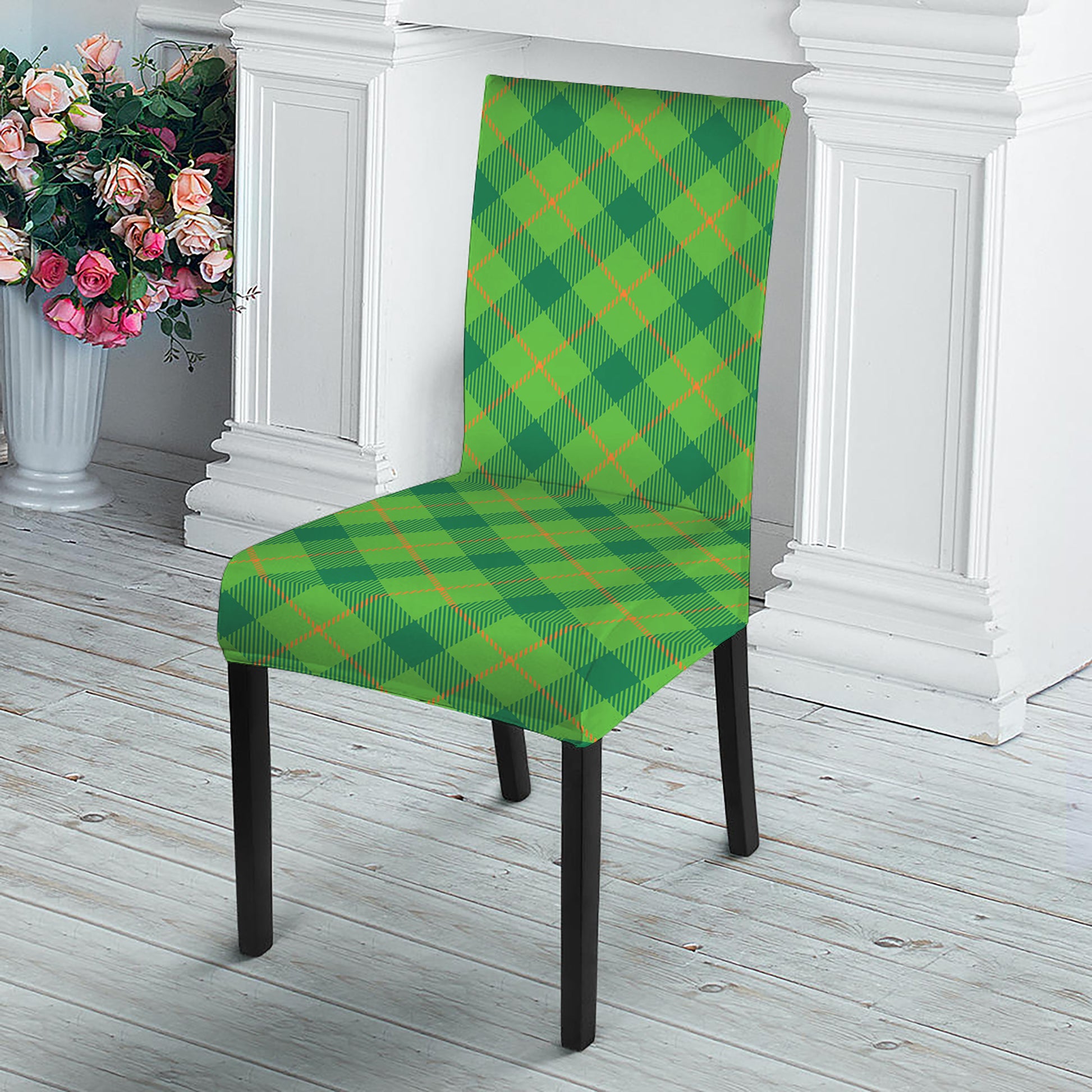 Saint Patrick's Day Scottish Plaid Print Dining Chair Slipcover