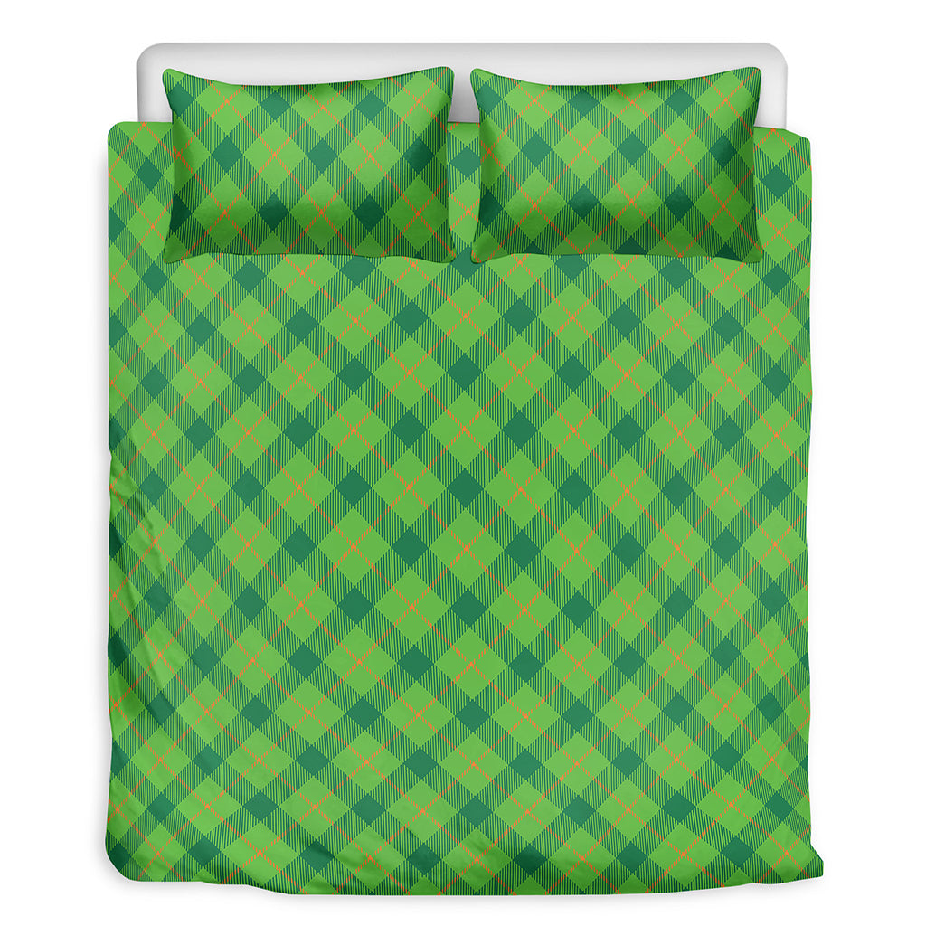 Saint Patrick's Day Scottish Plaid Print Duvet Cover Bedding Set