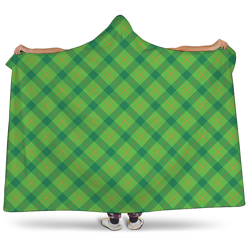 Saint Patrick's Day Scottish Plaid Print Hooded Blanket