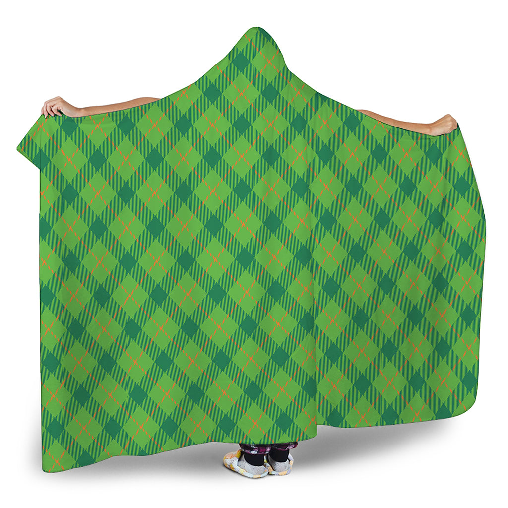 Saint Patrick's Day Scottish Plaid Print Hooded Blanket