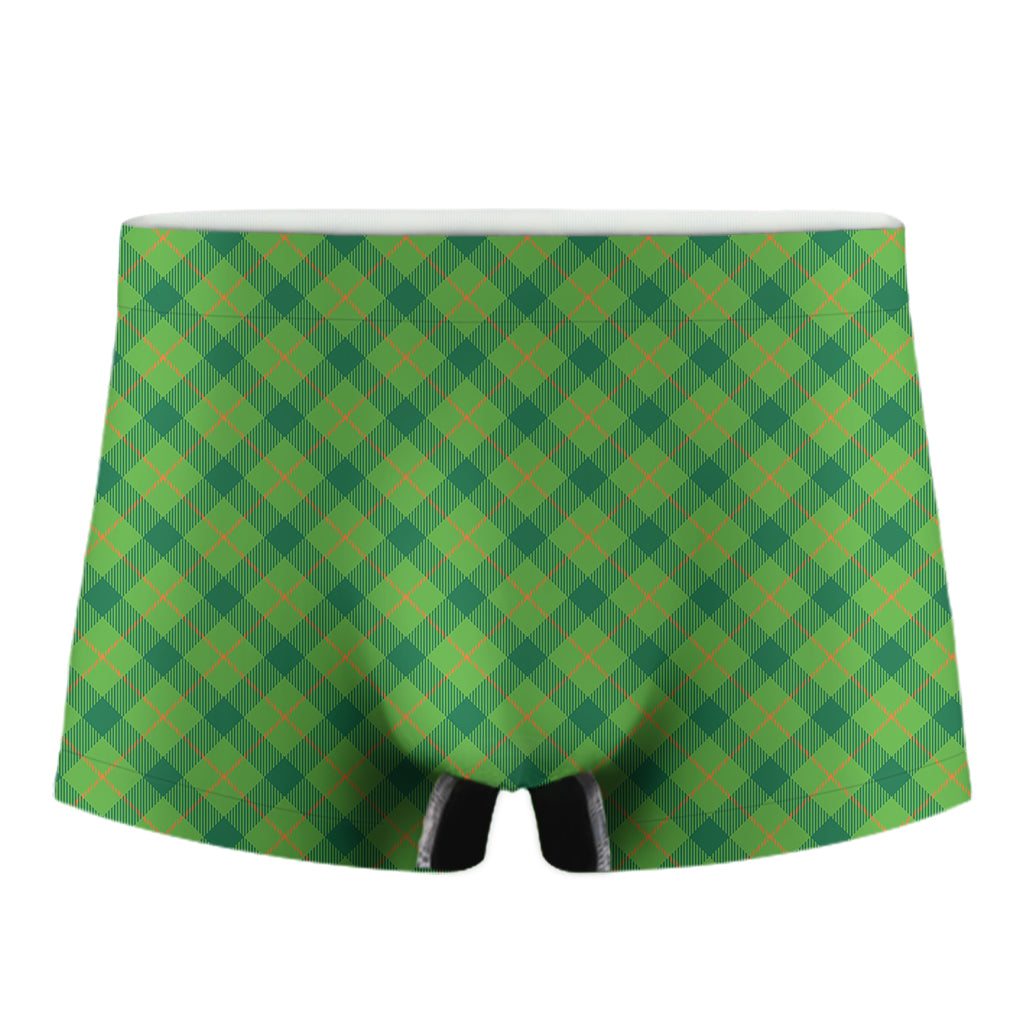 Saint Patrick's Day Scottish Plaid Print Men's Boxer Briefs