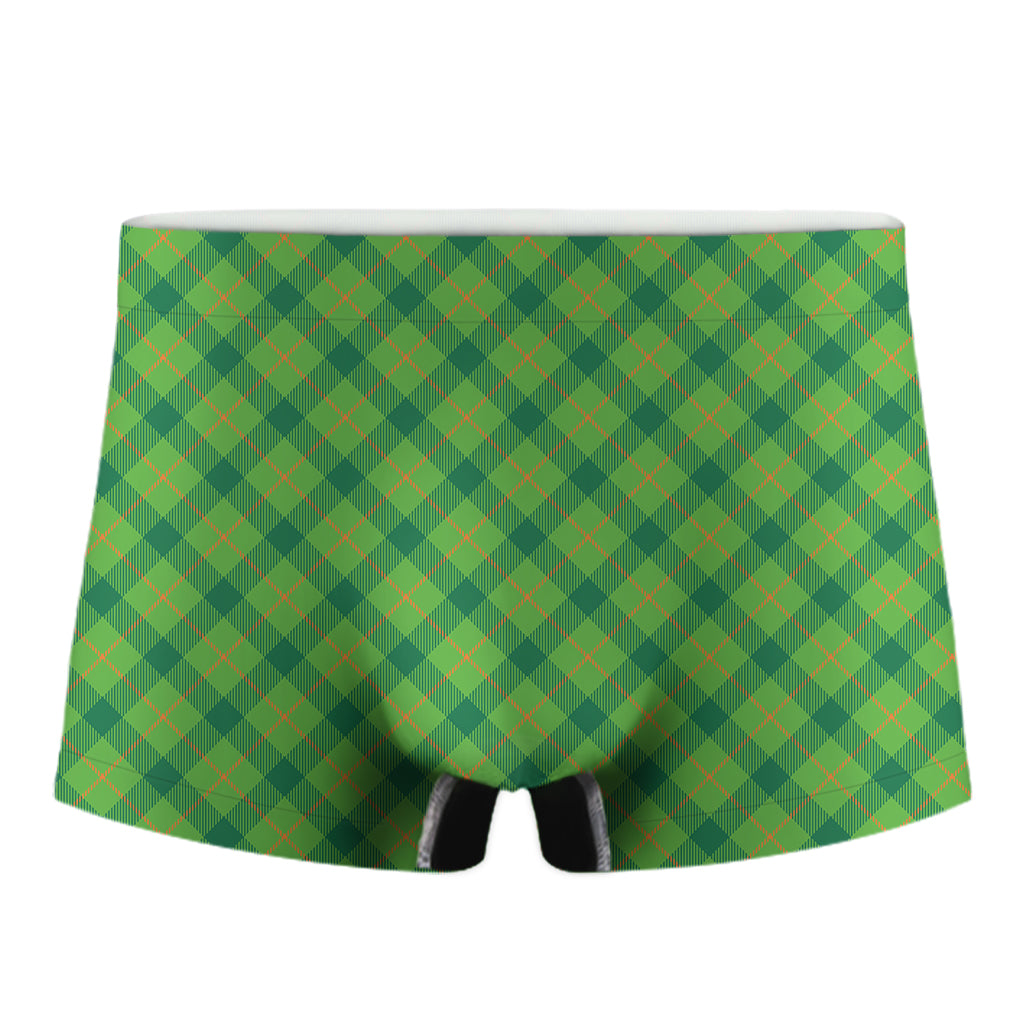 Saint Patrick's Day Scottish Plaid Print Men's Boxer Briefs