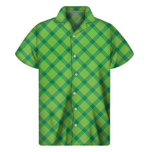 Saint Patrick's Day Scottish Plaid Print Men's Short Sleeve Shirt