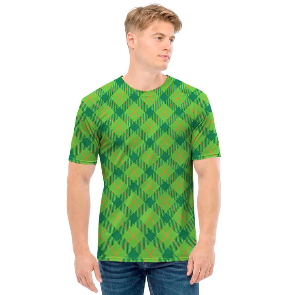 Saint Patrick's Day Scottish Plaid Print Men's T-Shirt