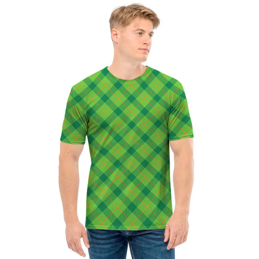 Saint Patrick's Day Scottish Plaid Print Men's T-Shirt