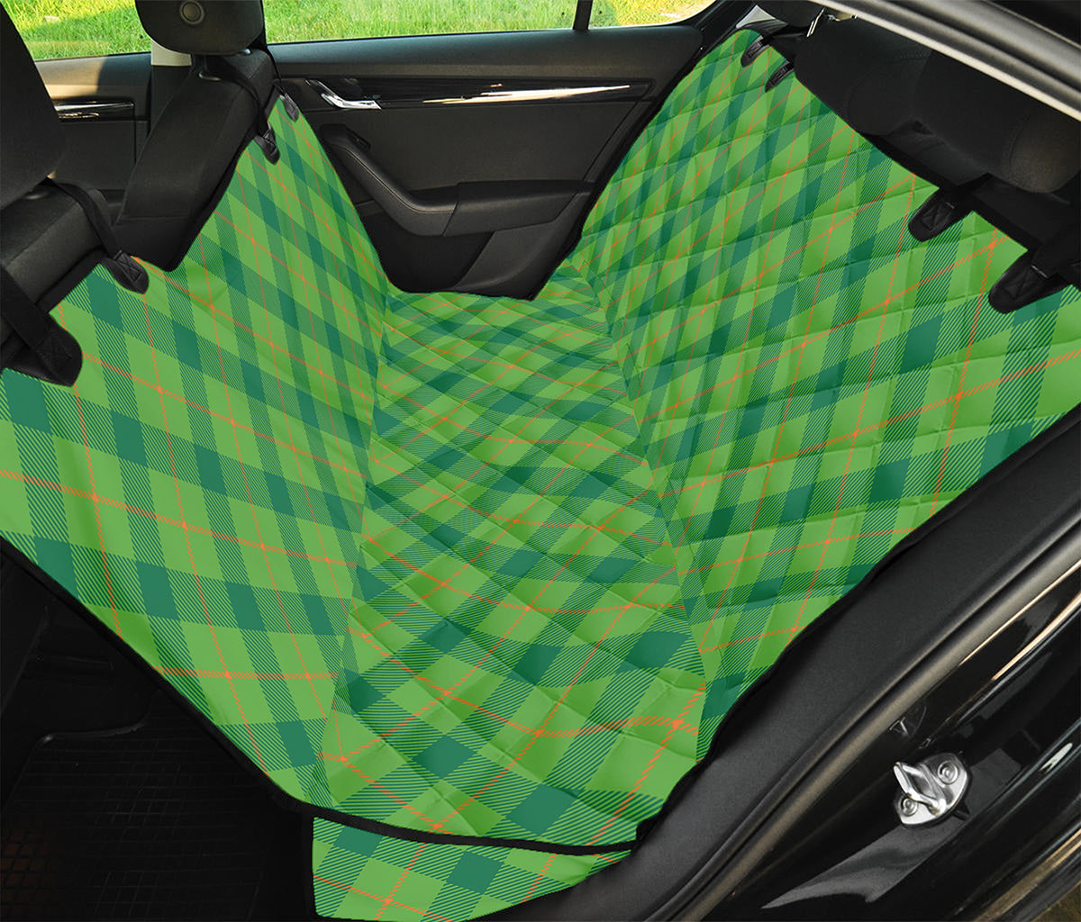 Saint Patrick's Day Scottish Plaid Print Pet Car Back Seat Cover