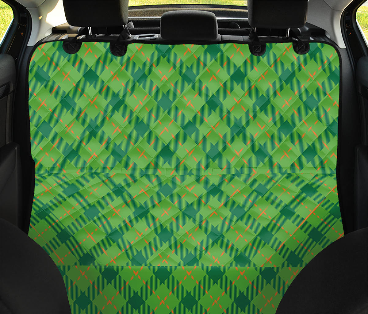 Saint Patrick's Day Scottish Plaid Print Pet Car Back Seat Cover