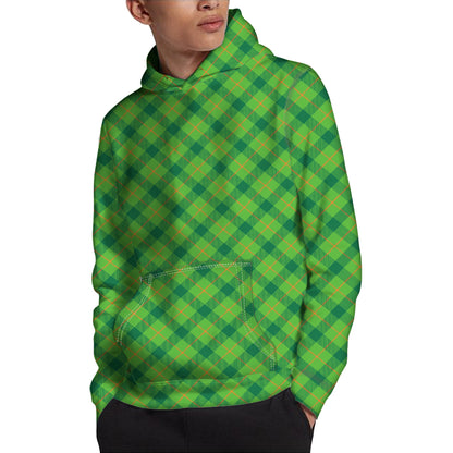 Saint Patrick's Day Scottish Plaid Print Pullover Hoodie