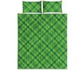 Saint Patrick's Day Scottish Plaid Print Quilt Bed Set