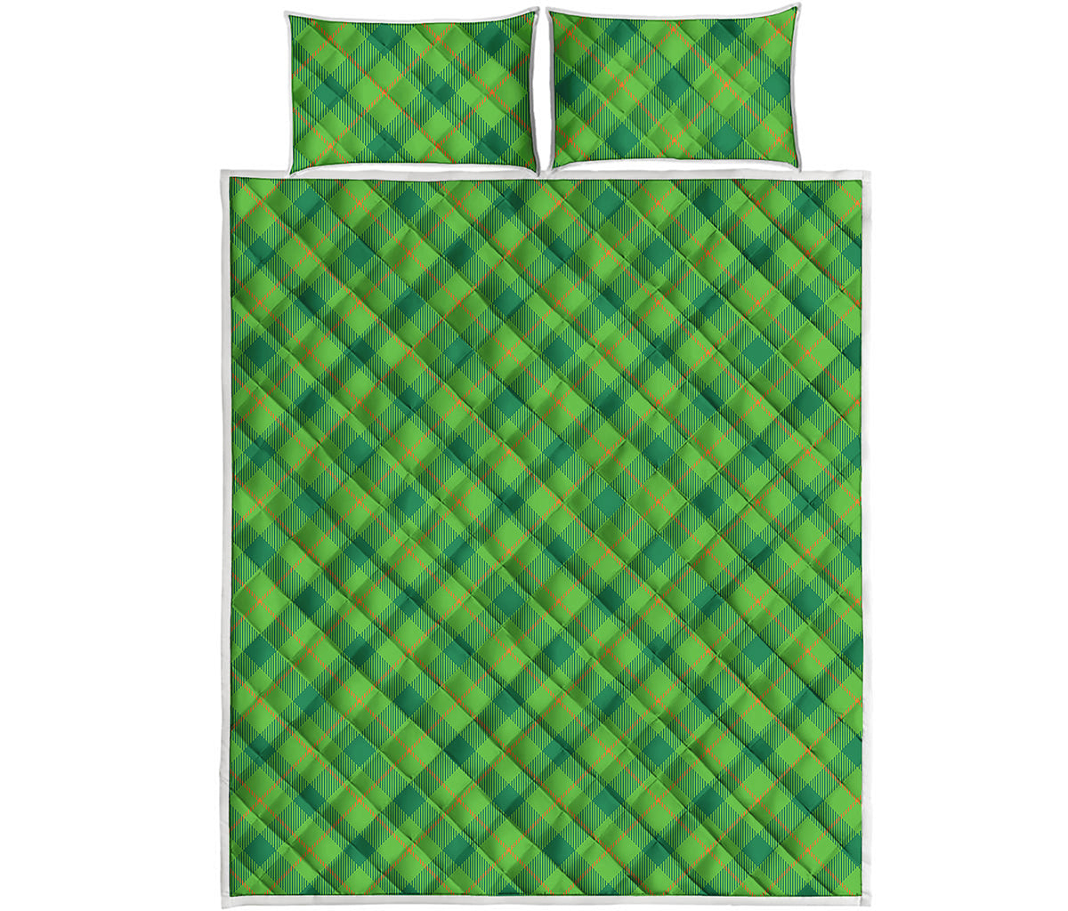 Saint Patrick's Day Scottish Plaid Print Quilt Bed Set