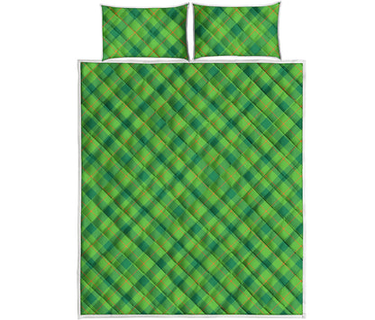 Saint Patrick's Day Scottish Plaid Print Quilt Bed Set