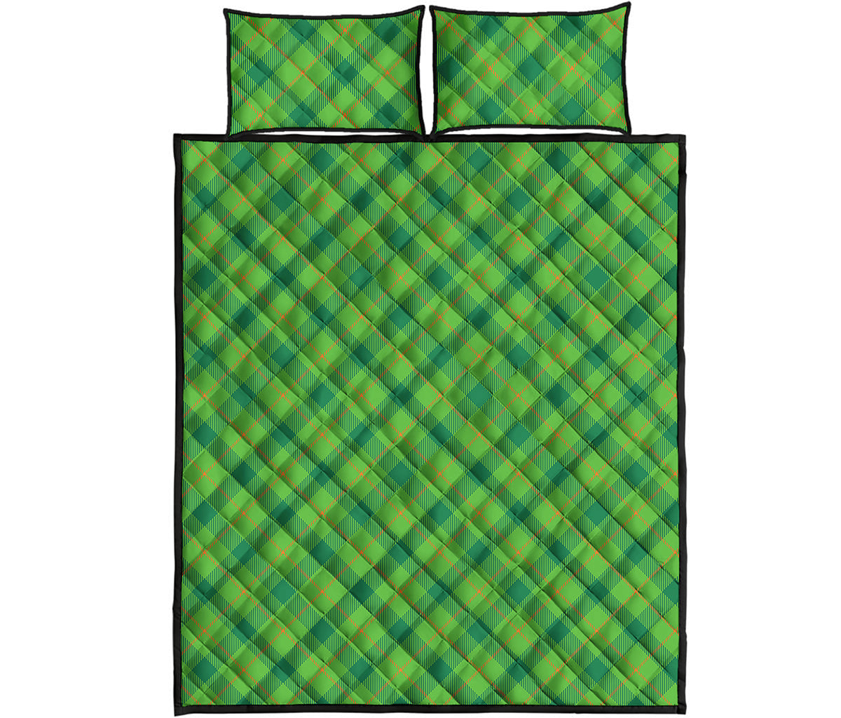 Saint Patrick's Day Scottish Plaid Print Quilt Bed Set