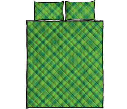 Saint Patrick's Day Scottish Plaid Print Quilt Bed Set