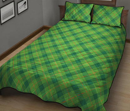 Saint Patrick's Day Scottish Plaid Print Quilt Bed Set