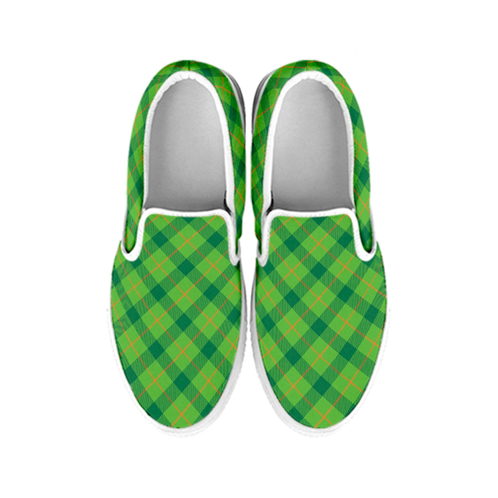 Saint Patrick's Day Scottish Plaid Print White Slip On Shoes