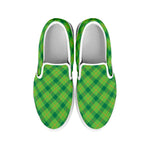 Saint Patrick's Day Scottish Plaid Print White Slip On Shoes