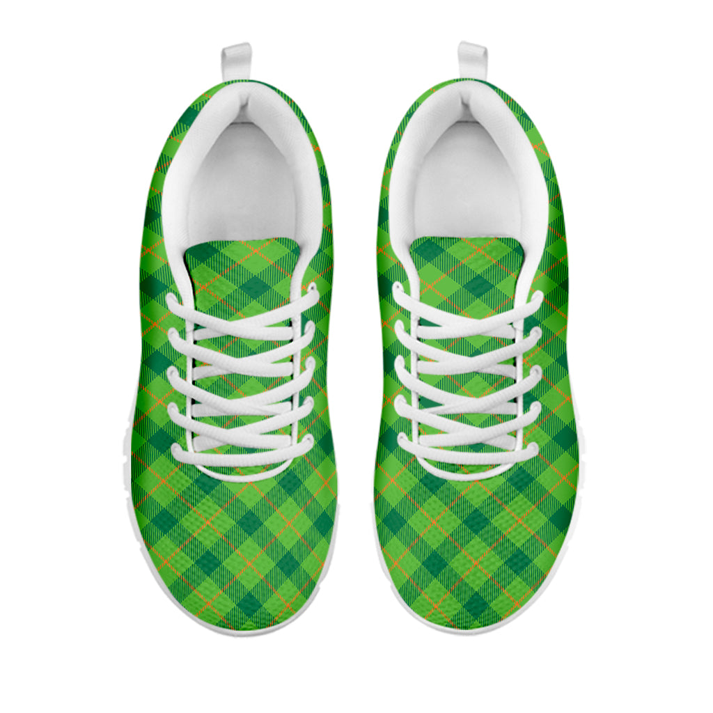 Saint Patrick's Day Scottish Plaid Print White Sneakers