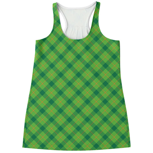 Saint Patrick's Day Scottish Plaid Print Women's Racerback Tank Top