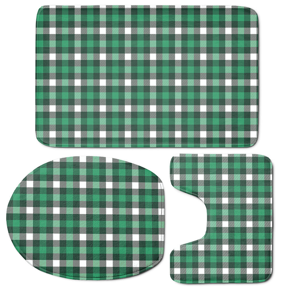 Saint Patrick's Day Stewart Plaid Print 3 Piece Bath Mat Set