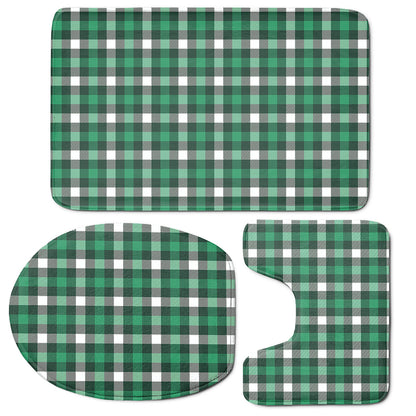 Saint Patrick's Day Stewart Plaid Print 3 Piece Bath Mat Set