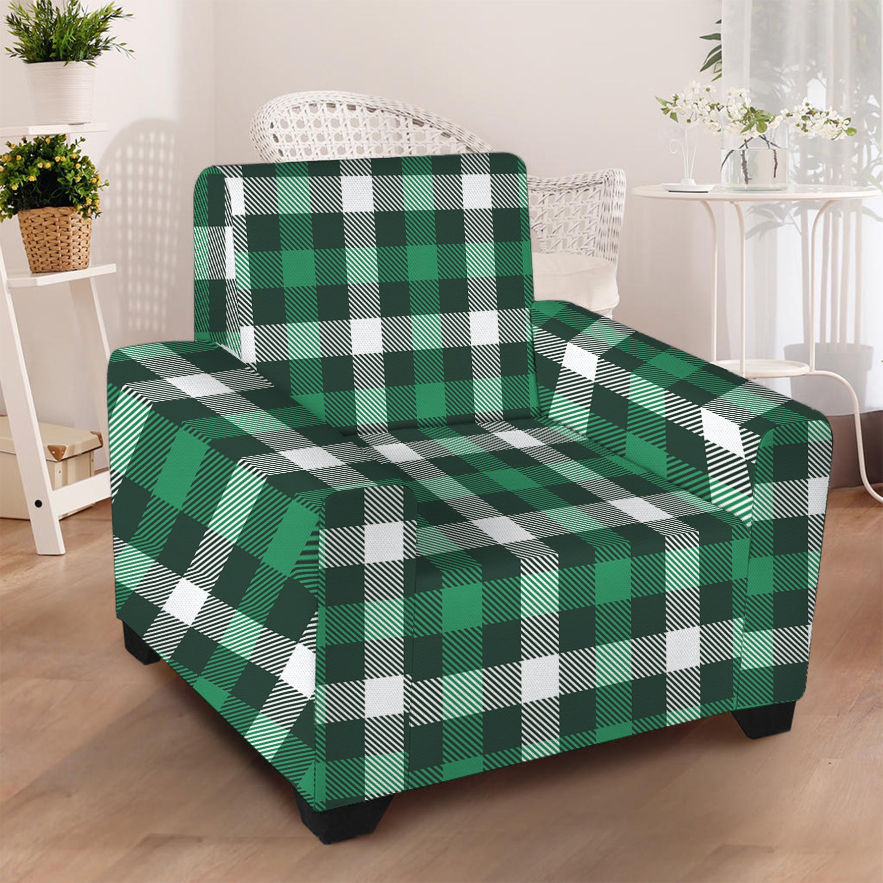 Saint Patrick's Day Stewart Plaid Print Armchair Slipcover