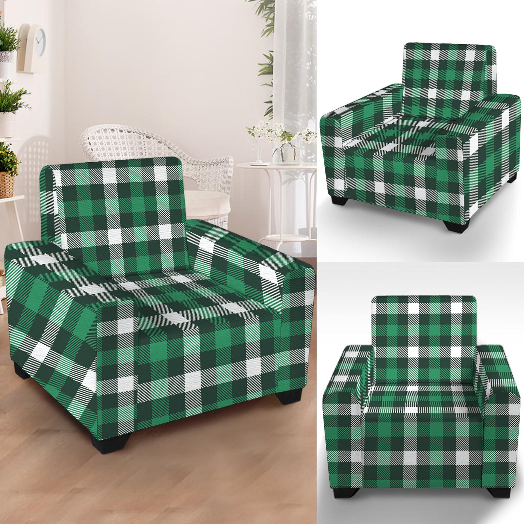 Saint Patrick's Day Stewart Plaid Print Armchair Slipcover