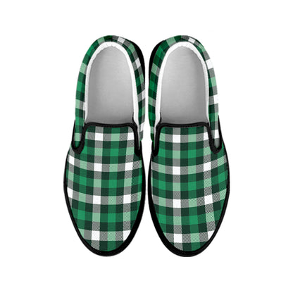 Saint Patrick's Day Stewart Plaid Print Black Slip On Shoes