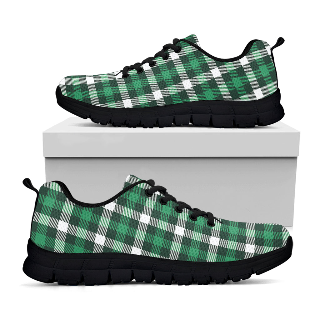 Saint Patrick's Day Stewart Plaid Print Black Sneakers