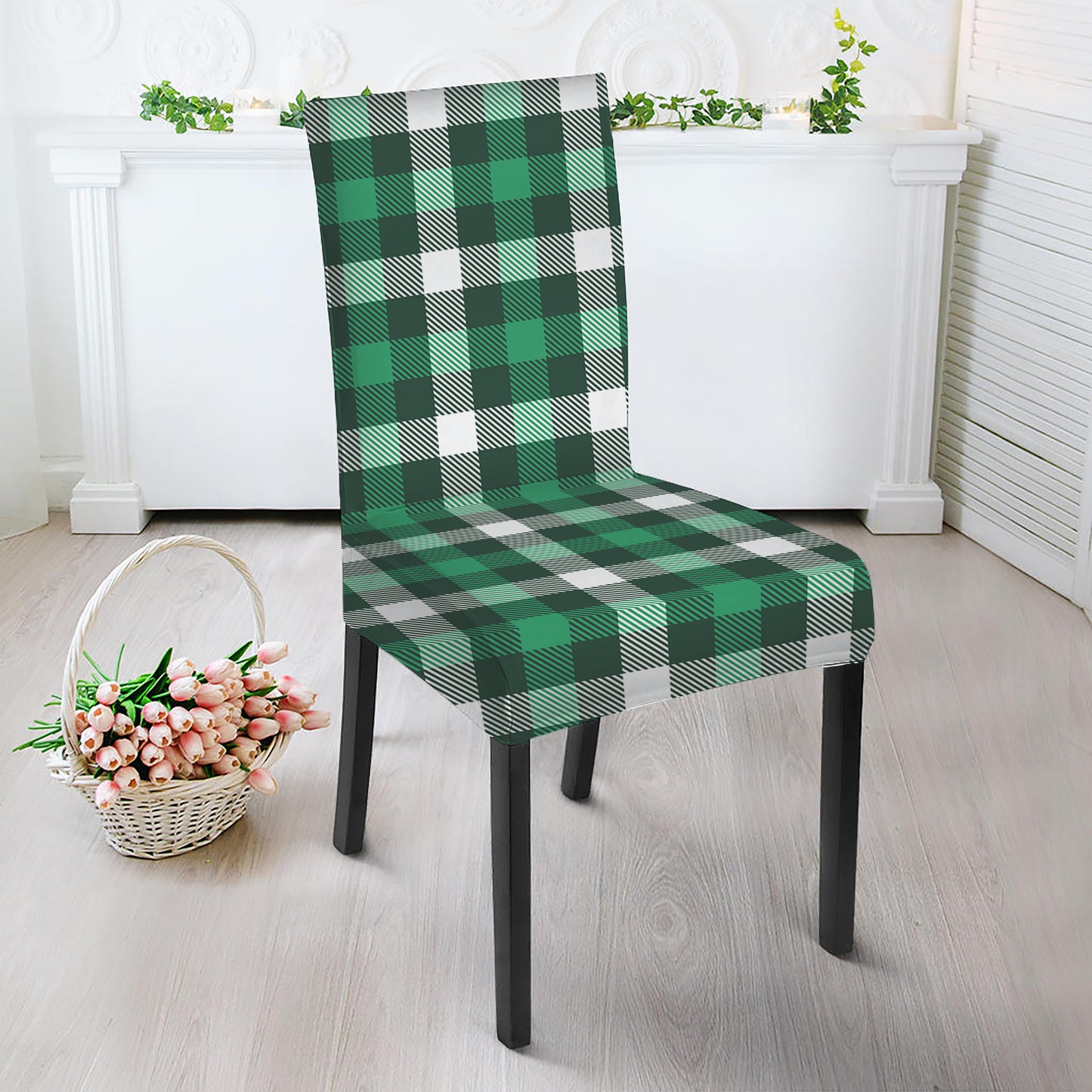 Saint Patrick's Day Stewart Plaid Print Dining Chair Slipcover