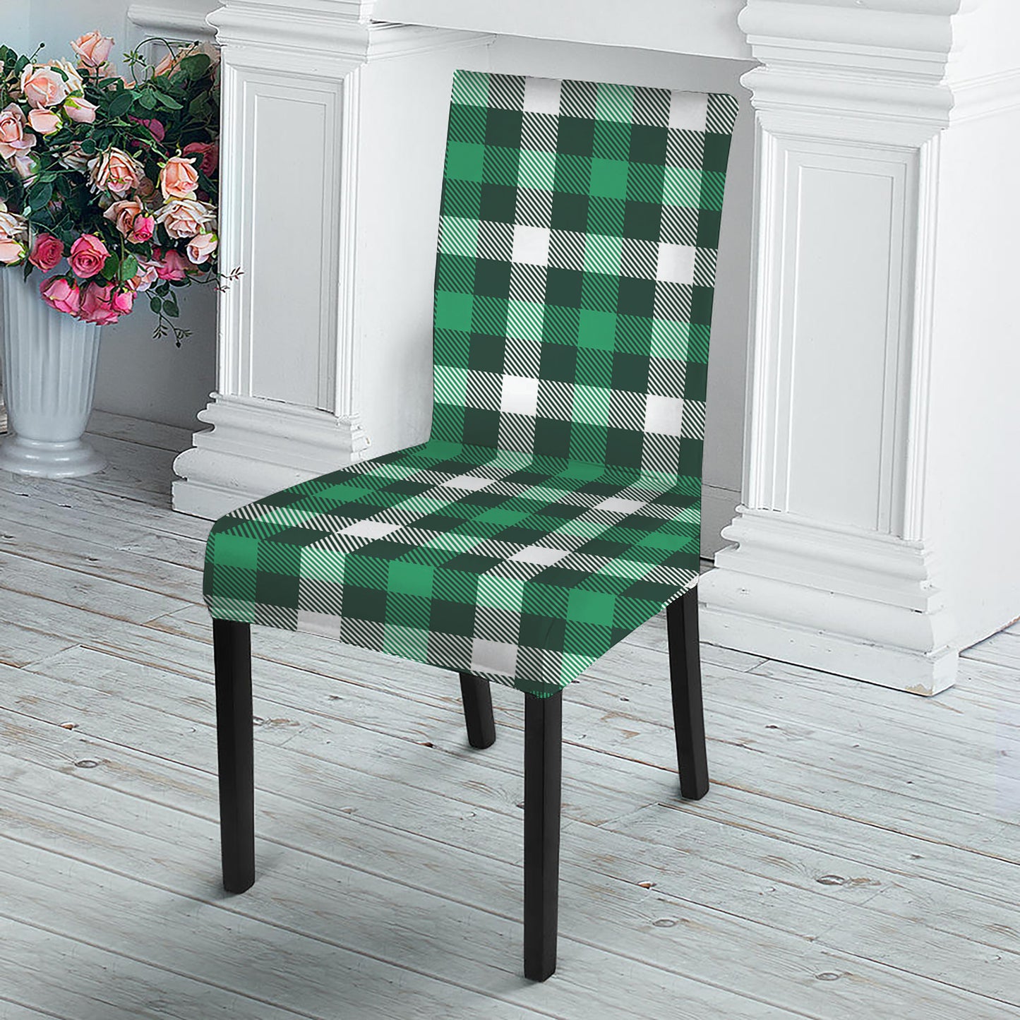 Saint Patrick's Day Stewart Plaid Print Dining Chair Slipcover