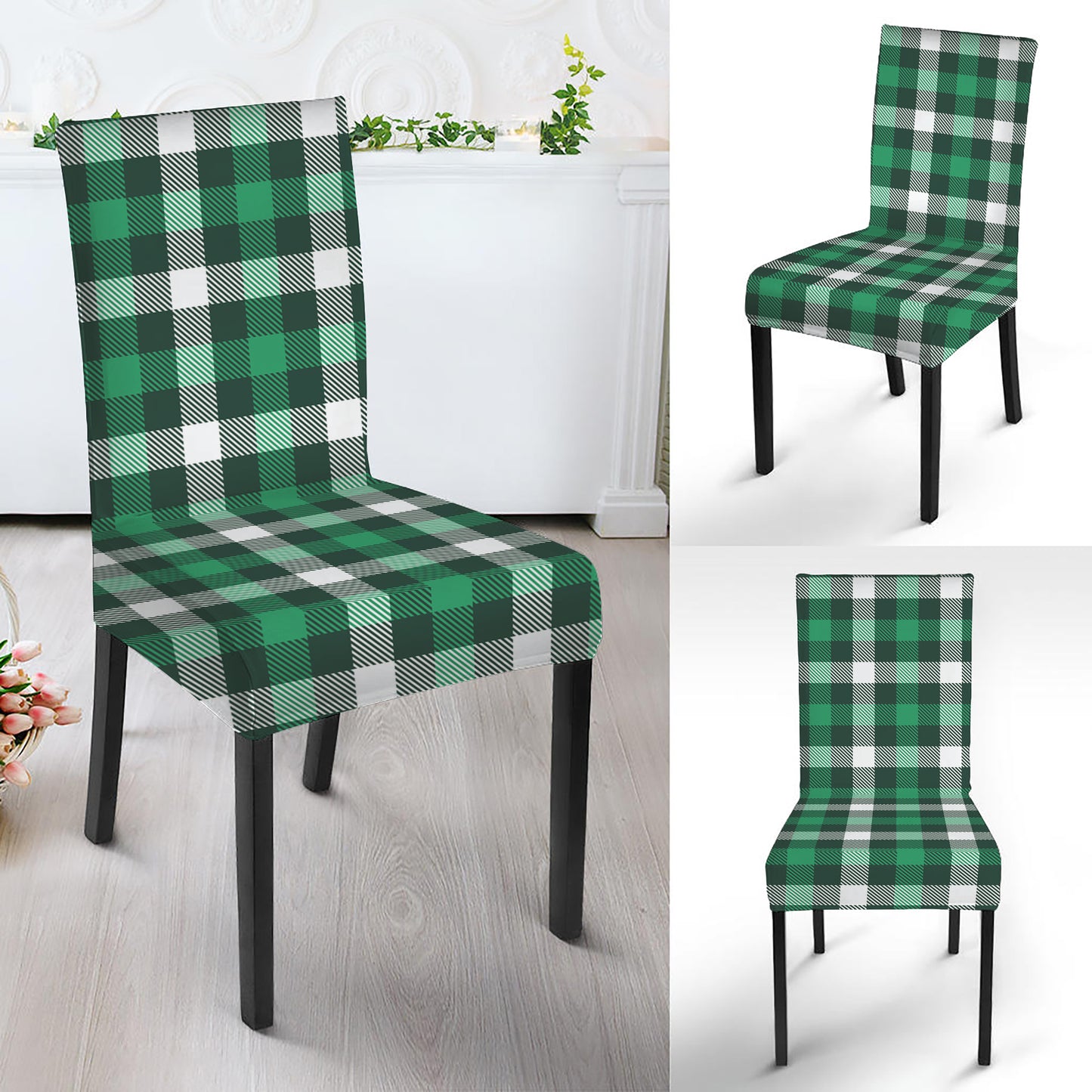 Saint Patrick's Day Stewart Plaid Print Dining Chair Slipcover