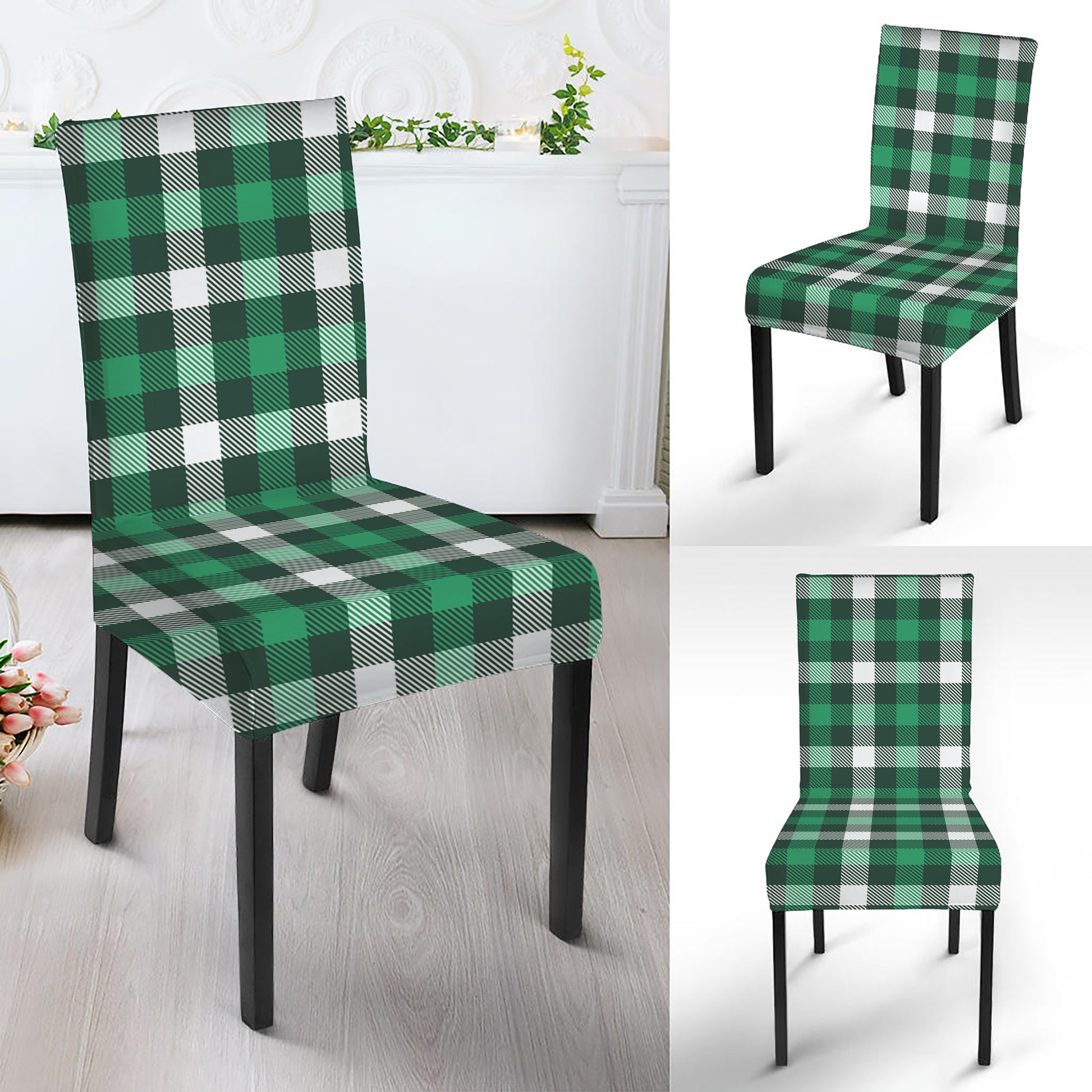 Saint Patrick's Day Stewart Plaid Print Dining Chair Slipcover