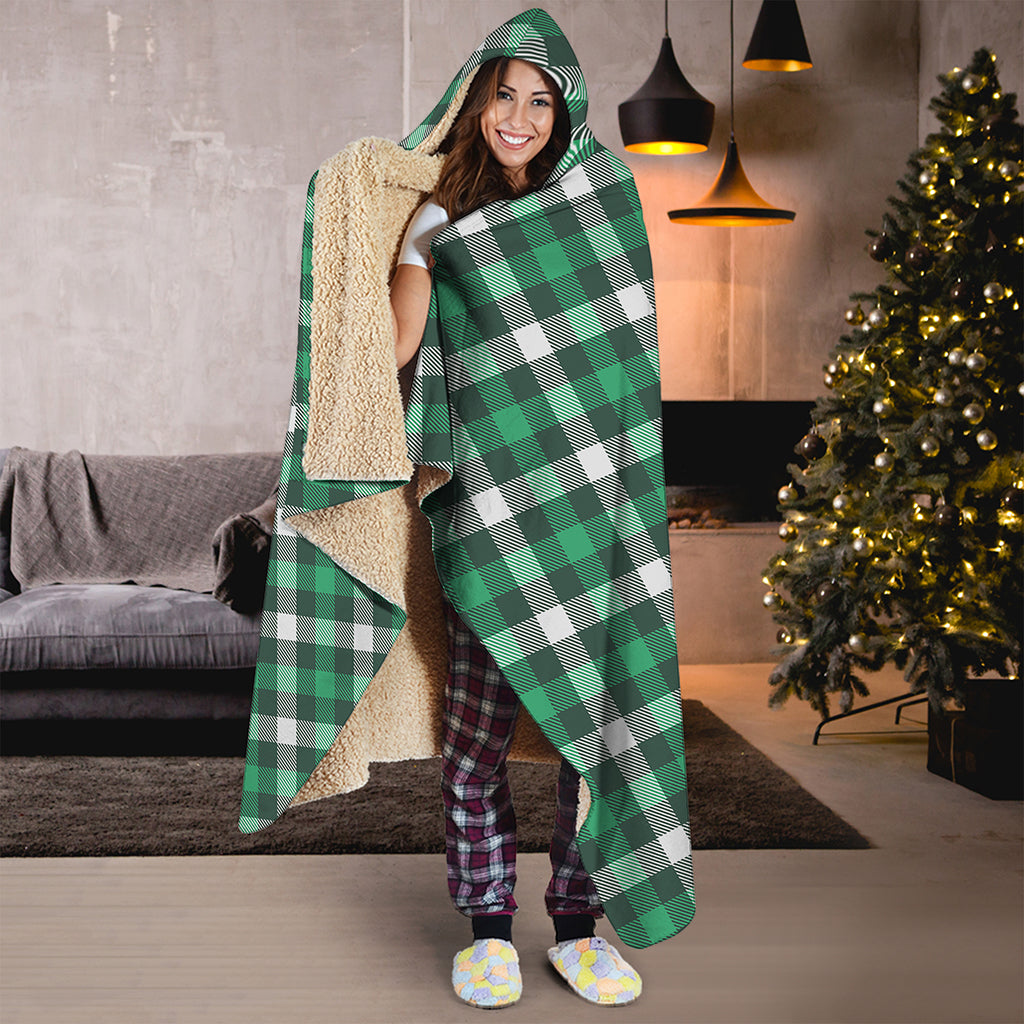 Saint Patrick's Day Stewart Plaid Print Hooded Blanket