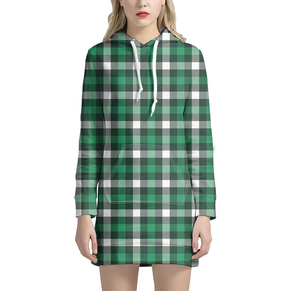 Saint Patrick's Day Stewart Plaid Print Hoodie Dress