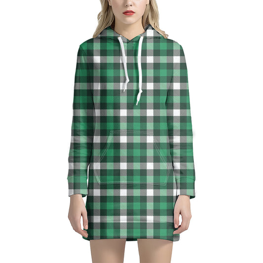 Saint Patrick's Day Stewart Plaid Print Hoodie Dress