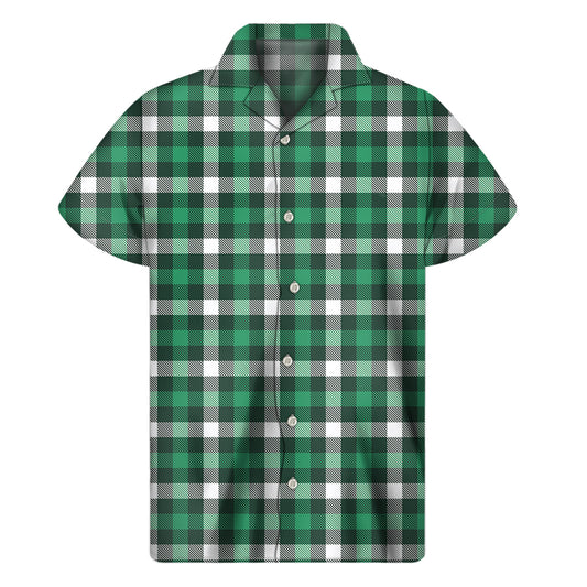 Saint Patrick's Day Stewart Plaid Print Men's Short Sleeve Shirt