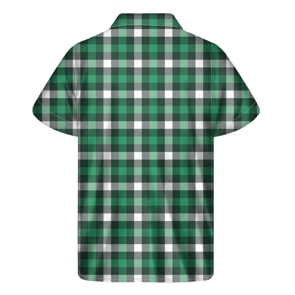 Saint Patrick's Day Stewart Plaid Print Men's Short Sleeve Shirt
