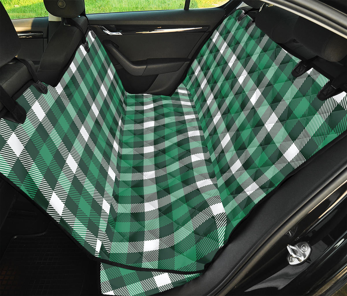 Saint Patrick's Day Stewart Plaid Print Pet Car Back Seat Cover