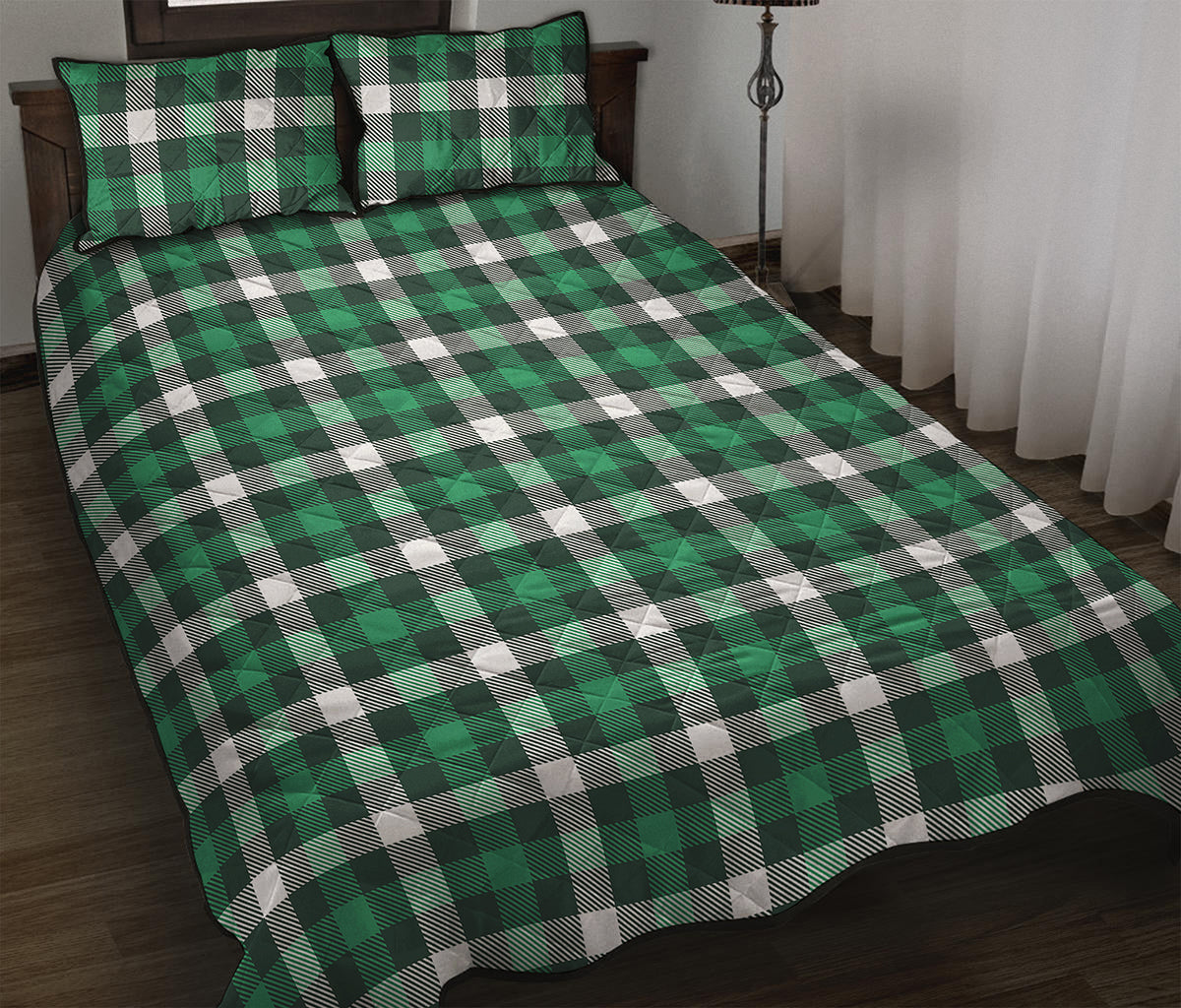 Saint Patrick's Day Stewart Plaid Print Quilt Bed Set