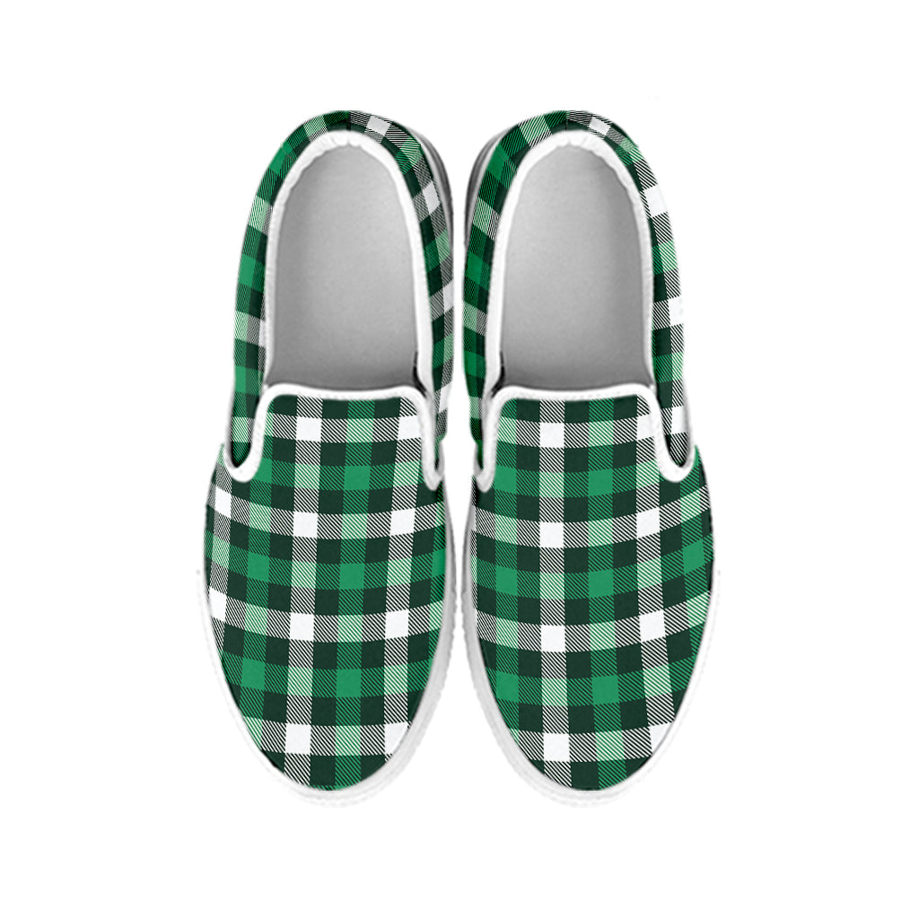 Saint Patrick's Day Stewart Plaid Print White Slip On Shoes