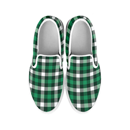 Saint Patrick's Day Stewart Plaid Print White Slip On Shoes