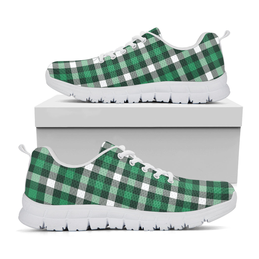 Saint Patrick's Day Stewart Plaid Print White Sneakers