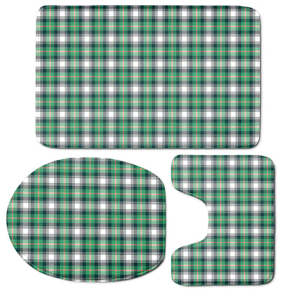 Saint Patrick's Day Tartan Pattern Print 3 Piece Bath Mat Set