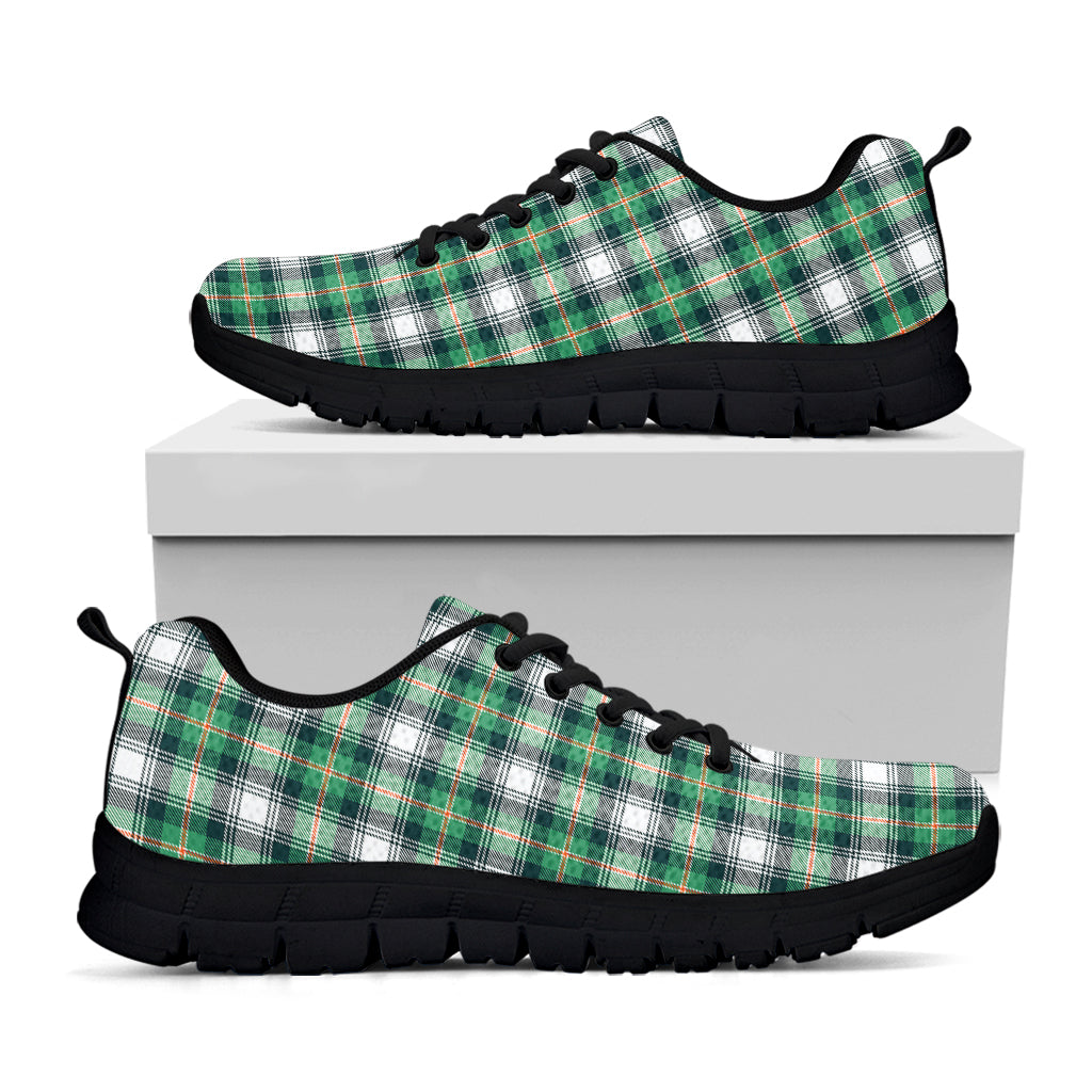 Saint Patrick's Day Tartan Pattern Print Black Sneakers