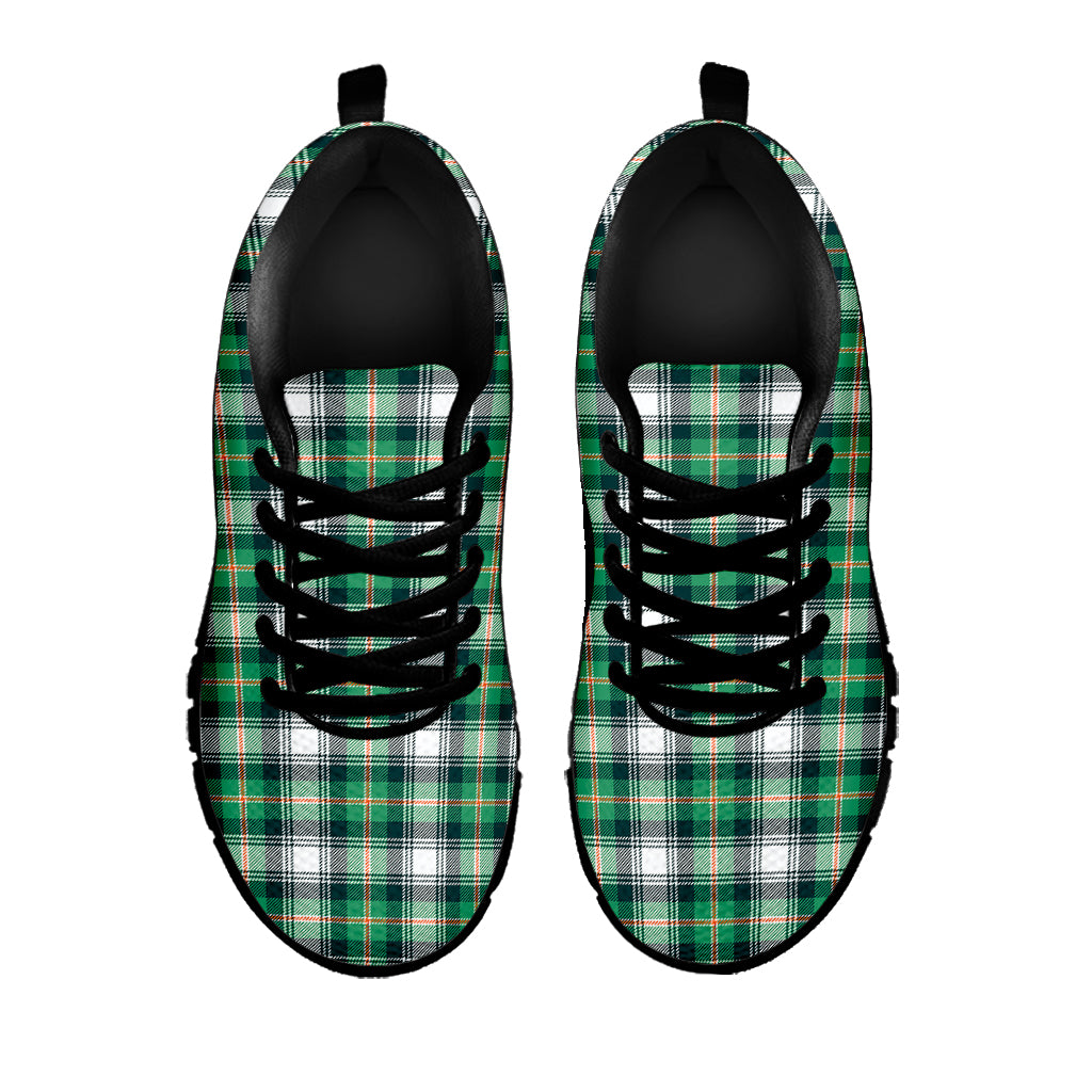 Saint Patrick's Day Tartan Pattern Print Black Sneakers