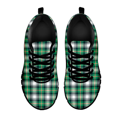 Saint Patrick's Day Tartan Pattern Print Black Sneakers