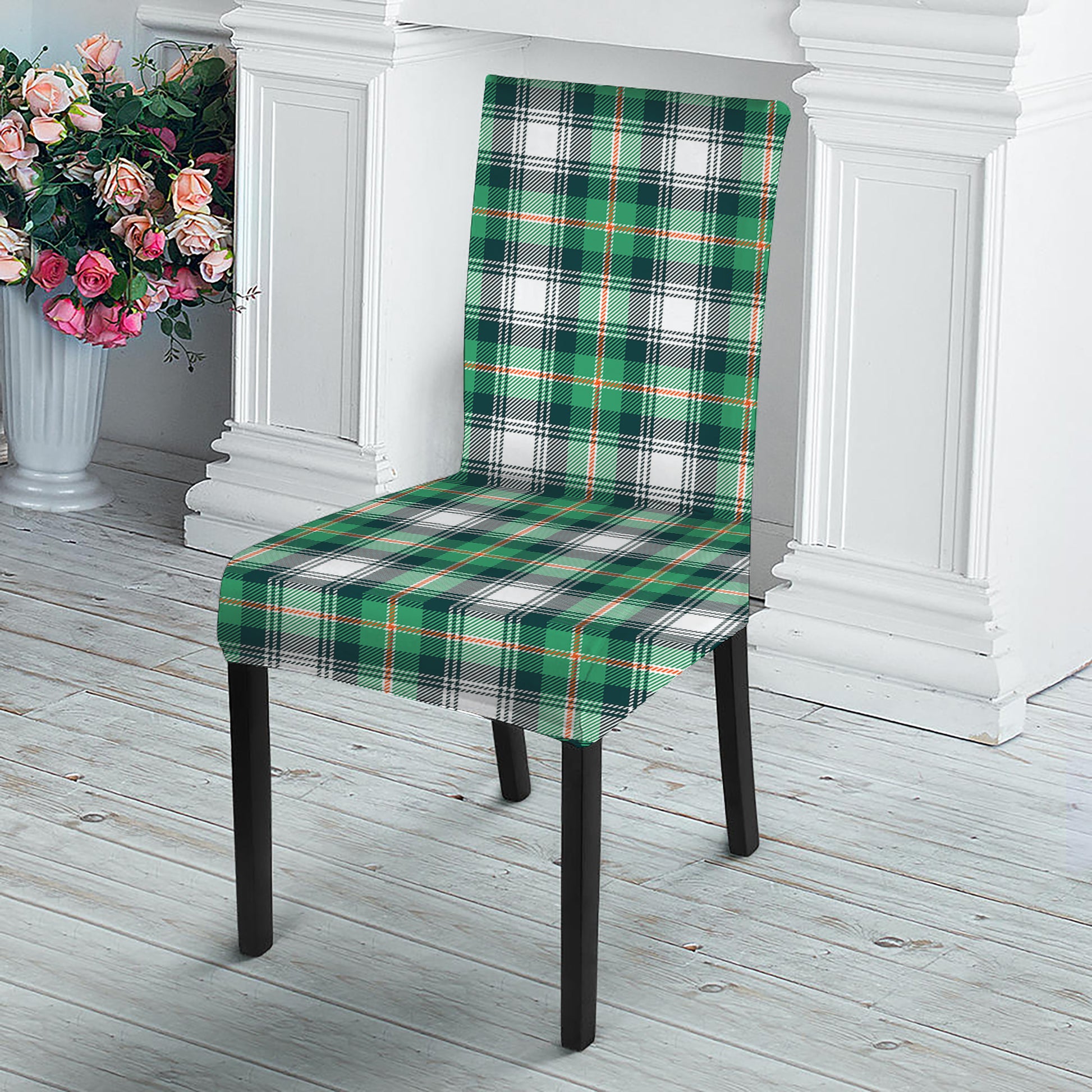 Saint Patrick's Day Tartan Pattern Print Dining Chair Slipcover